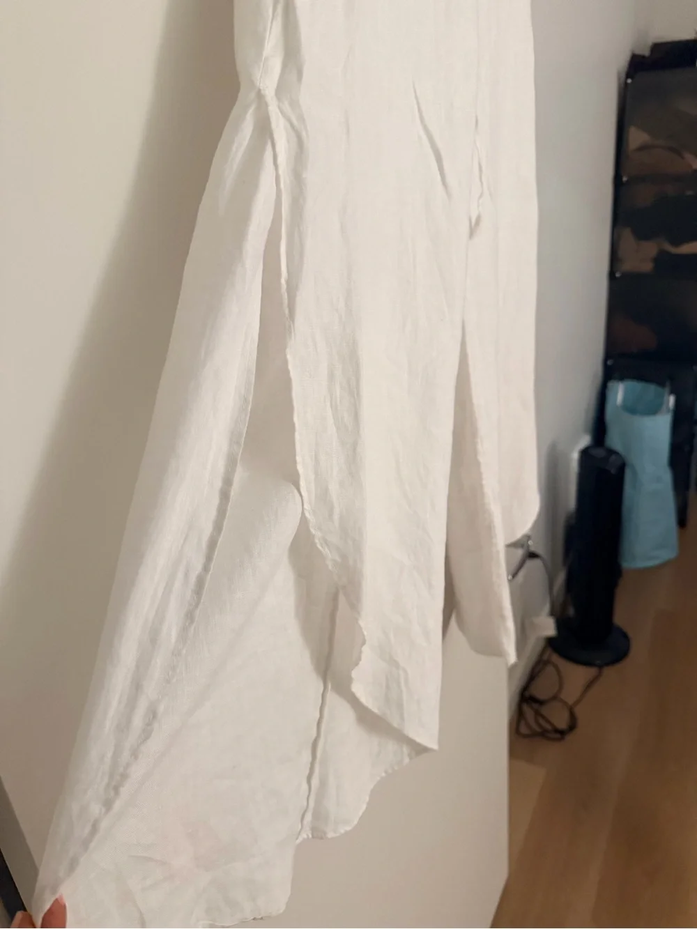 White Wide-Leg Linen Blend Pants